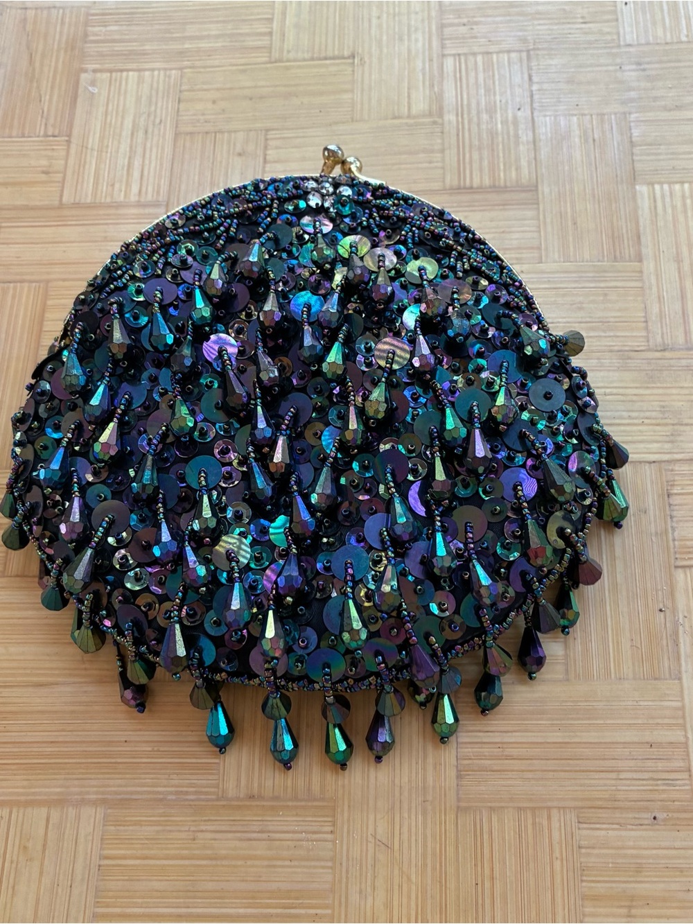 Iridescent Sequin & Bead Evening Clutch